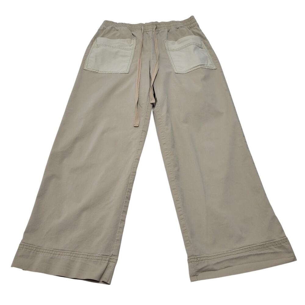 Tory burch cropped twill wide leg relaxed pants drawstring logo utility safari